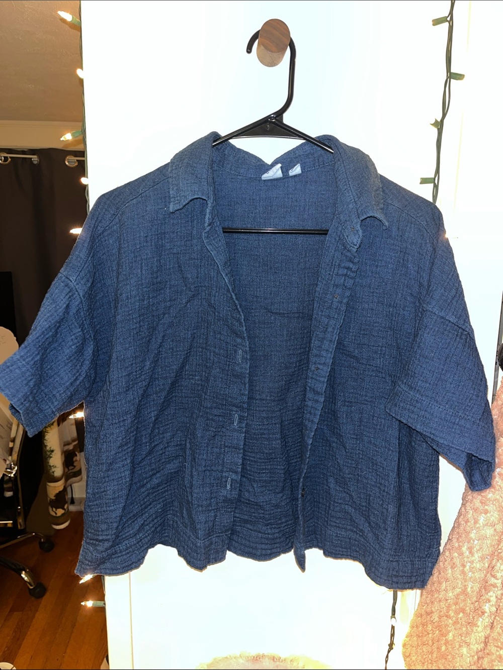 GAP Navy Blue Short-Sleeve Textured Blouse